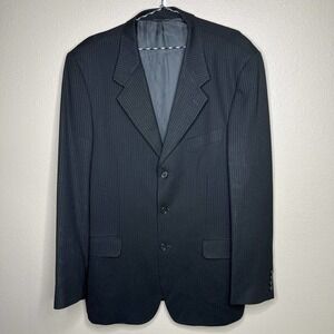 Bios Gold Collection Men's Black Pinstripe Wool Single Breasted Blazer Sz 44L